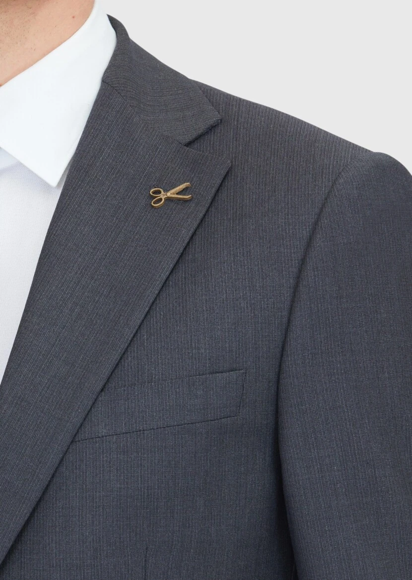 Hard Coal Micro Modern Fit Wool Blended Suit - 4