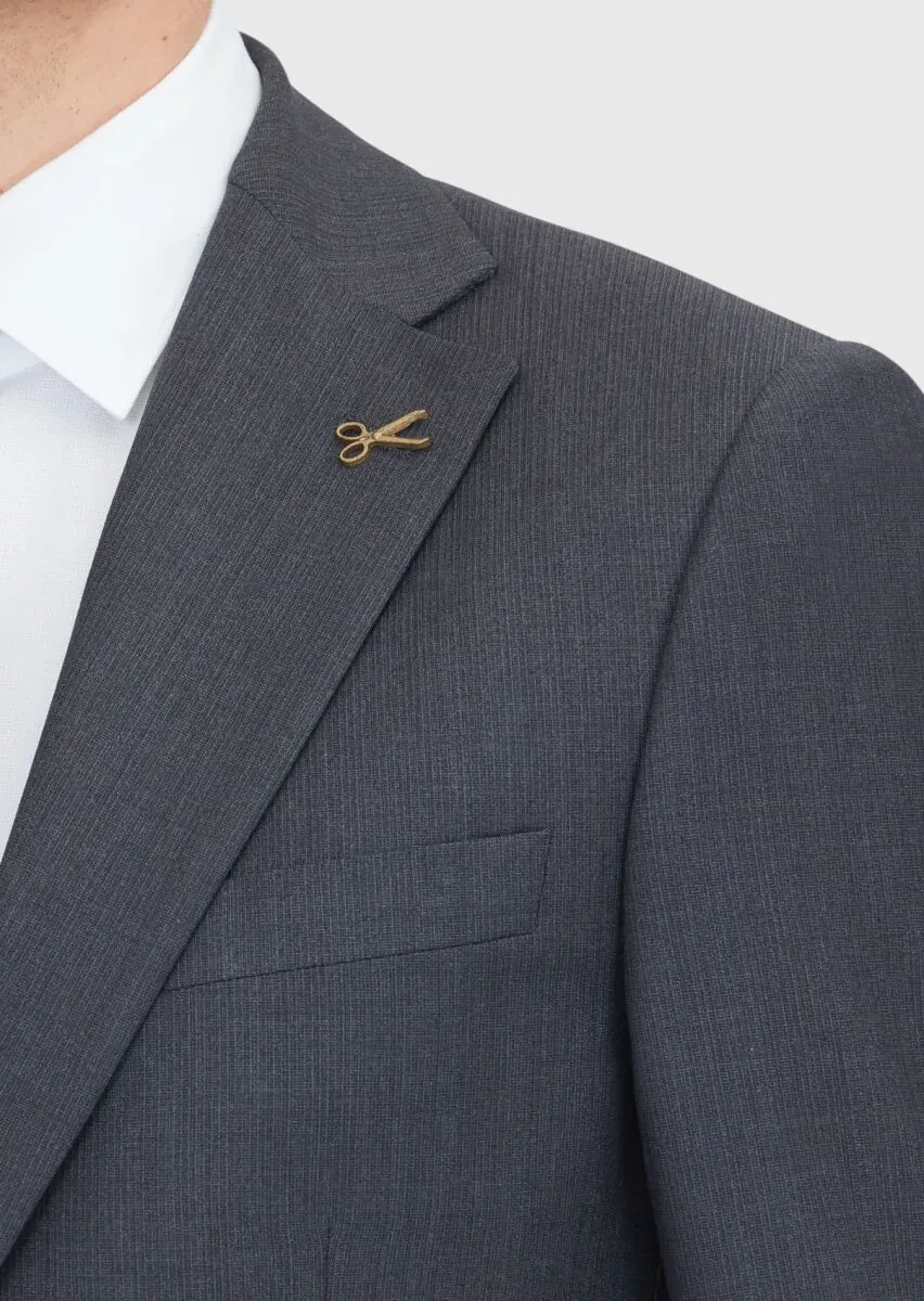 Hard Coal Micro Modern Fit Wool Blended Suit - 4