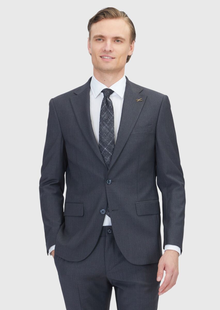 Hard Coal Micro Modern Fit Wool Blended Suit - 1