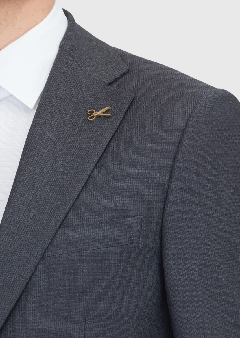 Hard Coal Micro Modern Fit Wool Blended Suit - 4