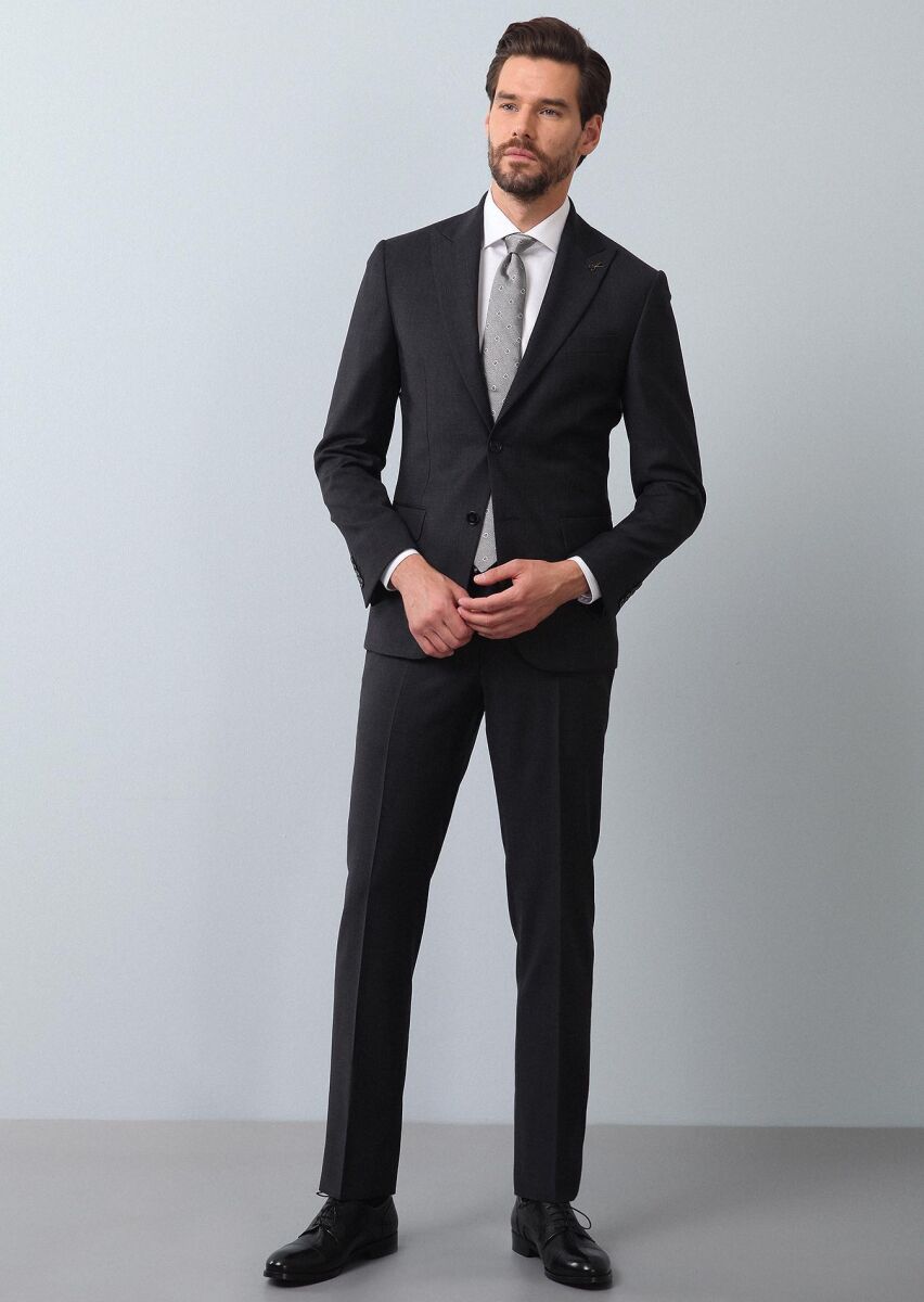 Hard Coal Micro Regular Fit 100% Wool Suit - 1