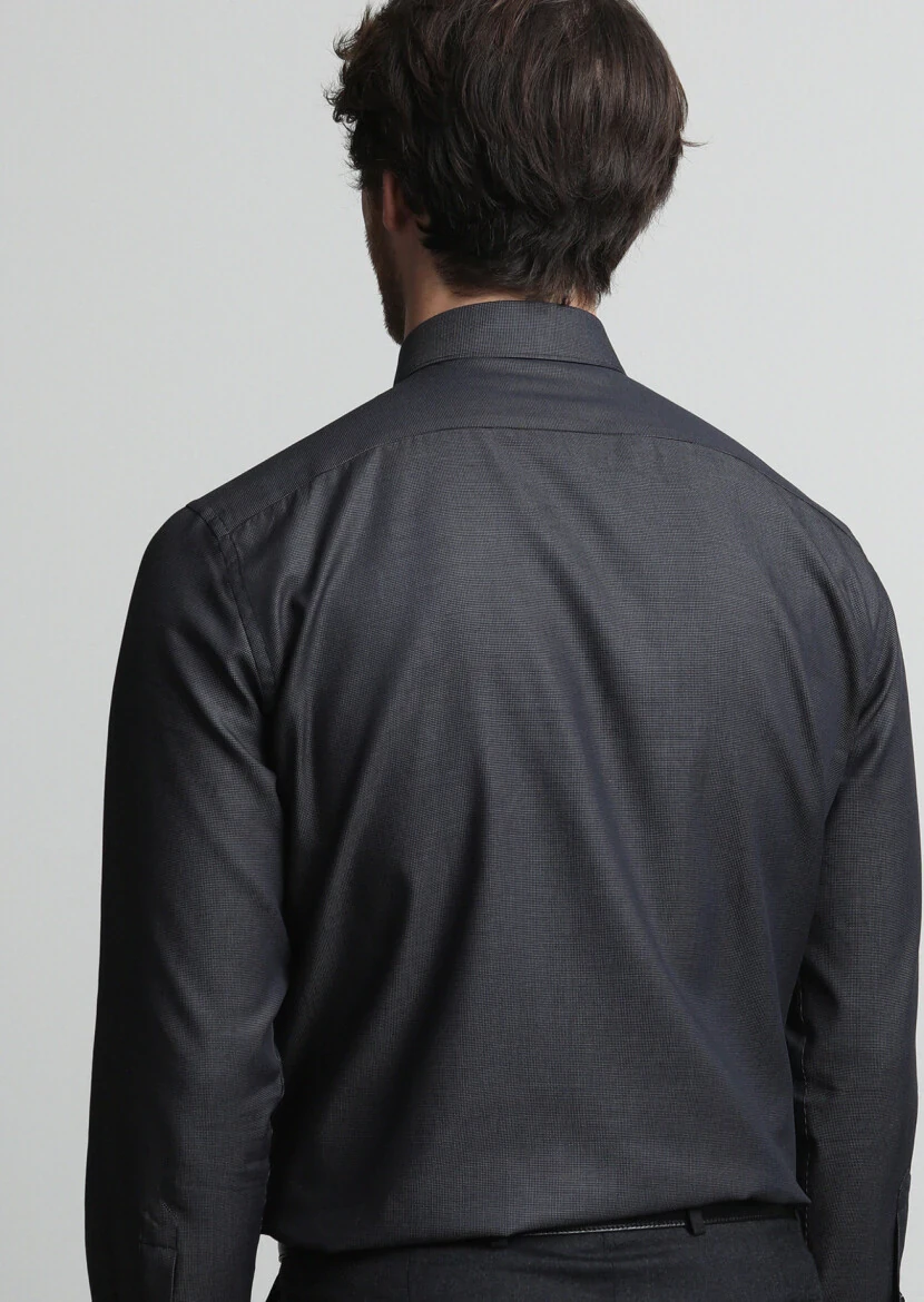 Hard Coal Micro Regular Fit Weaving Classical 100% Cotton Shirt - 4