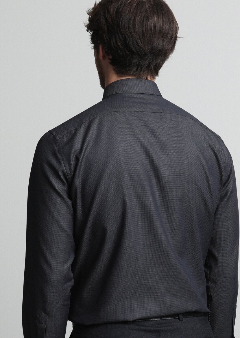 Hard Coal Micro Weaving Classical 100% Cotton Shirt - 4