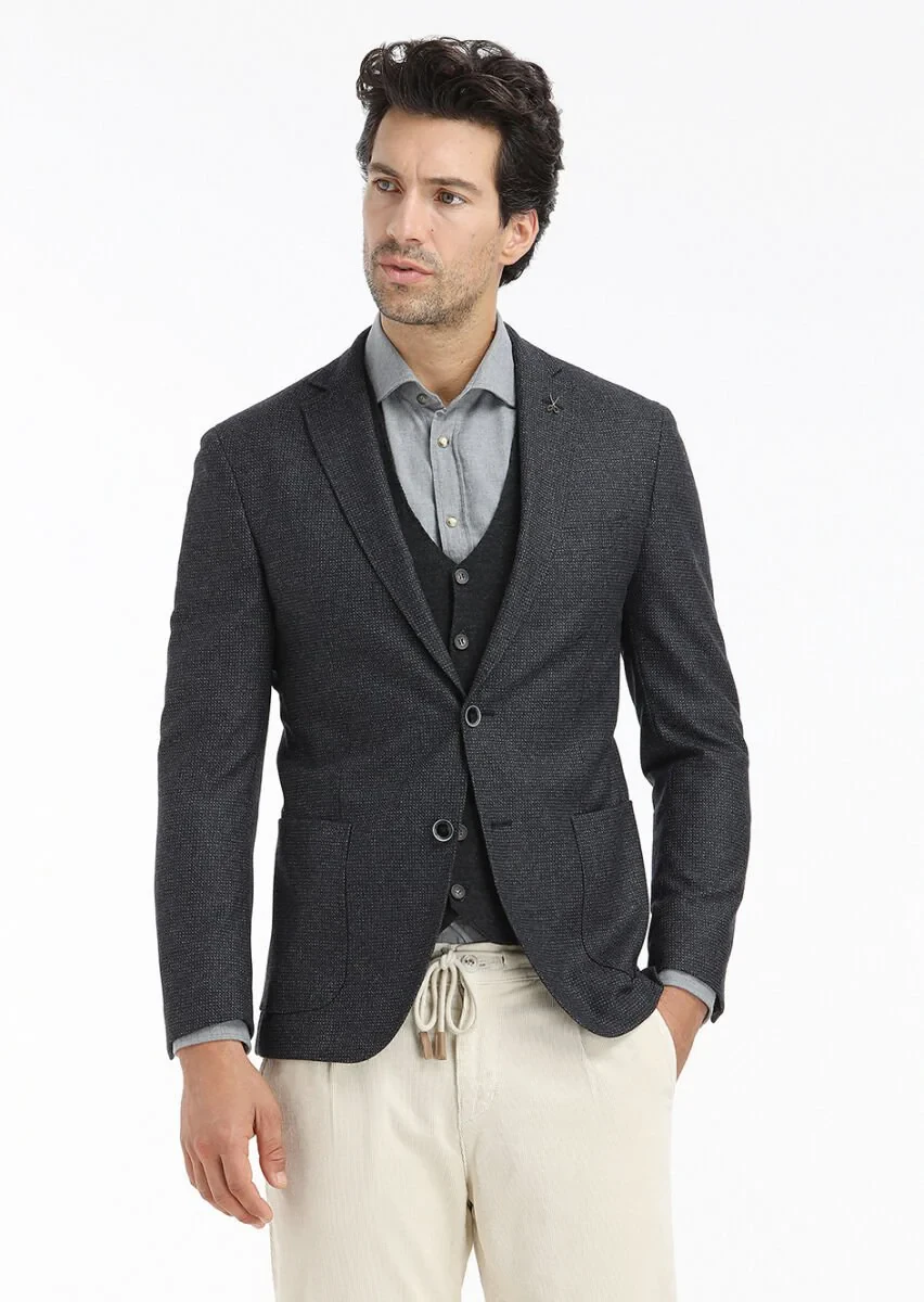 Hard Coal Micro Zeroweight Slim Fit Wool Blended Jacket - 2