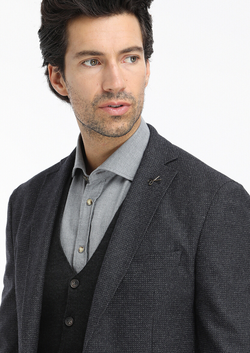 Hard Coal Micro Zeroweight Slim Fit Wool Blended Jacket - 3