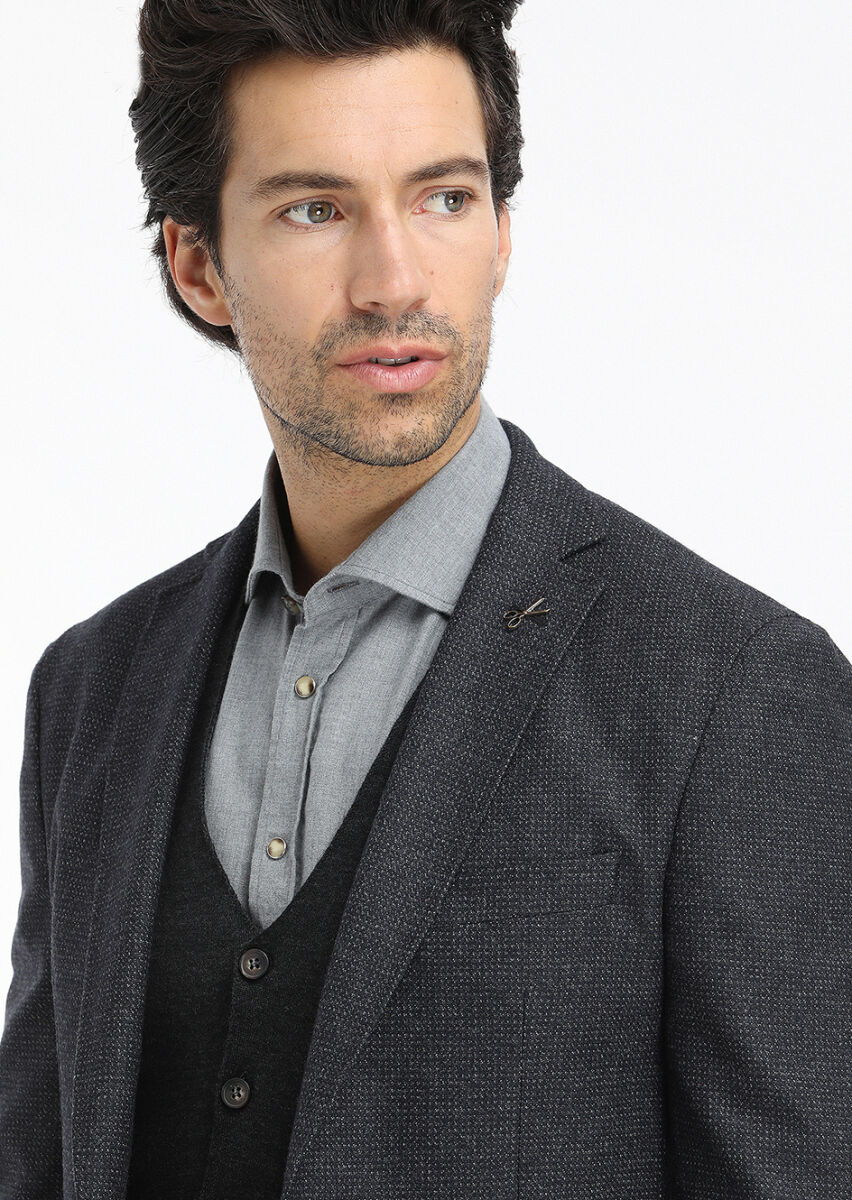 Hard Coal Micro Zeroweight Slim Fit Wool Blended Jacket - 3