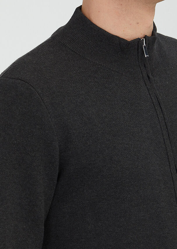 Hard Coal Mock-Turtleneck Plain Knitting Cotton Blended Cardigan - 6