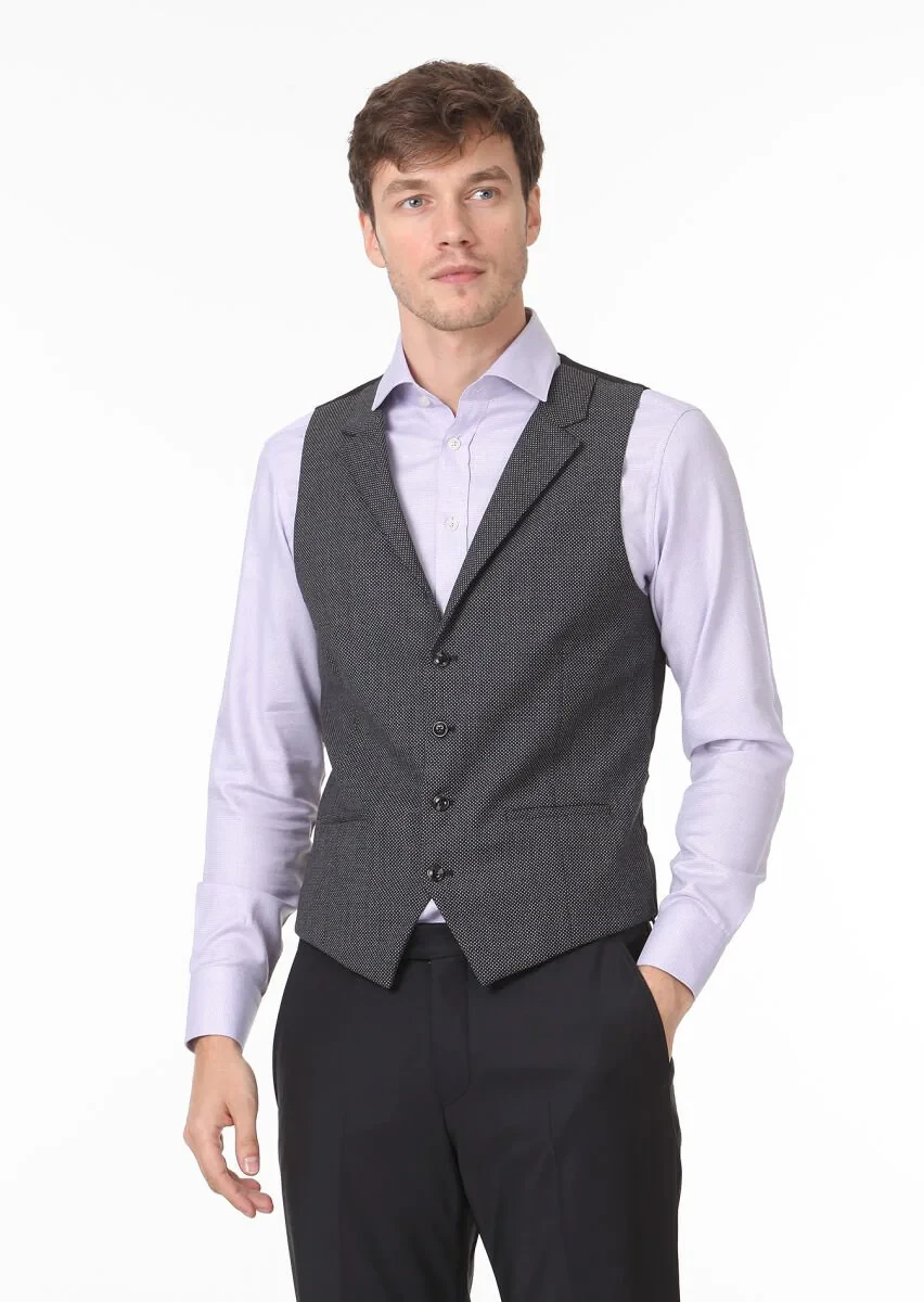 Hard Coal Patterned Casual Waistcoat - 1