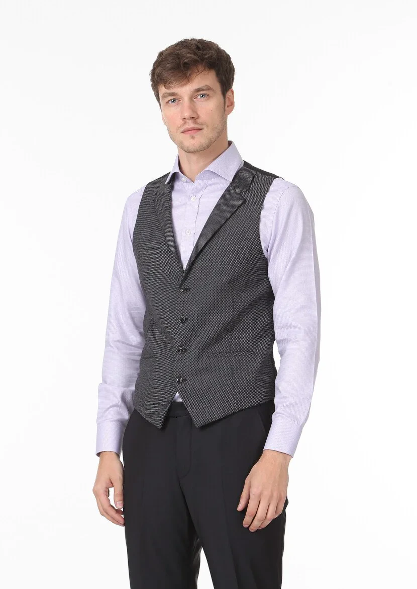 Hard Coal Patterned Casual Waistcoat 