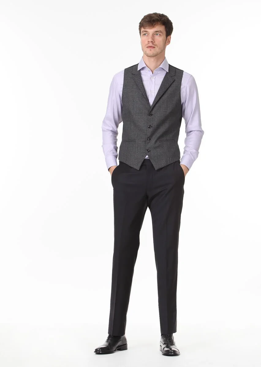 Hard Coal Patterned Casual Waistcoat - 3