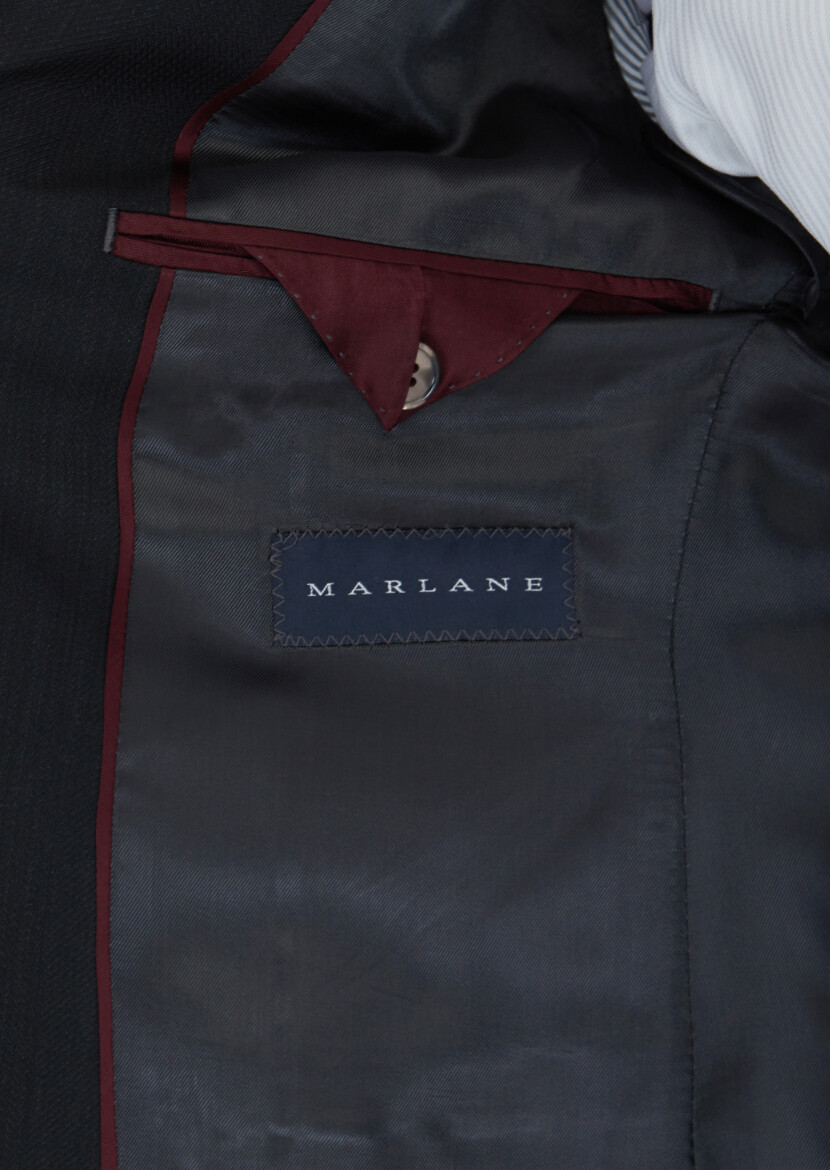 Hard Coal Patterned Modern Fit Wool Blended Suit - 6