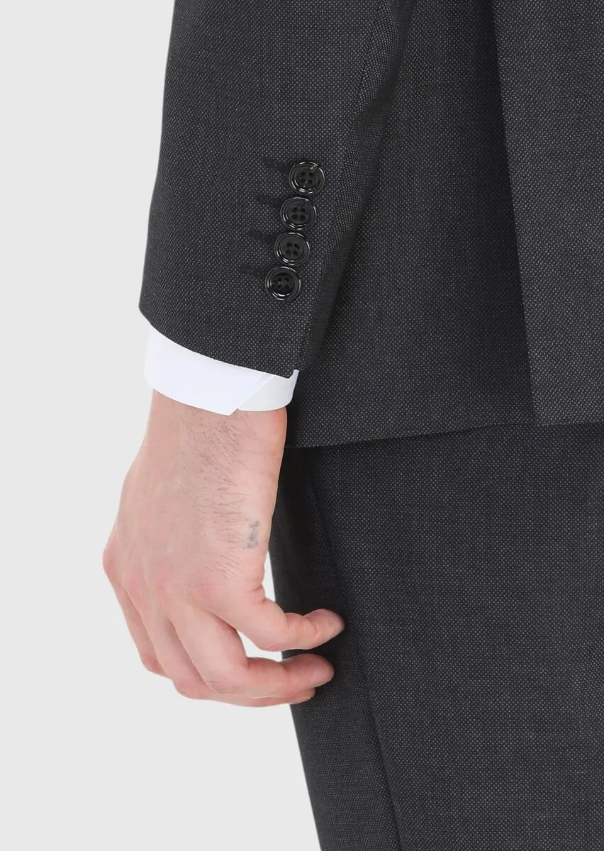 Hard Coal Patterned Regular Fit 100% Wool Suit - 4
