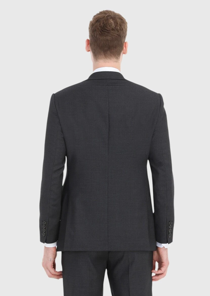 Hard Coal Patterned Regular Fit 100% Wool Suit - 5