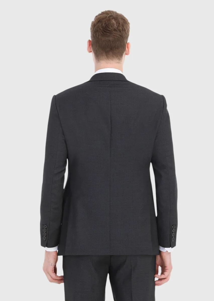 Hard Coal Patterned Regular Fit 100% Wool Suit - 5
