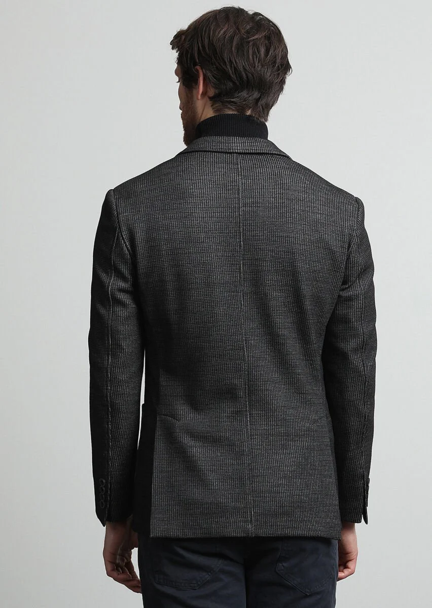 Hard Coal Patterned Zeroweight Slim Fit Wool Blended Jacket - 4