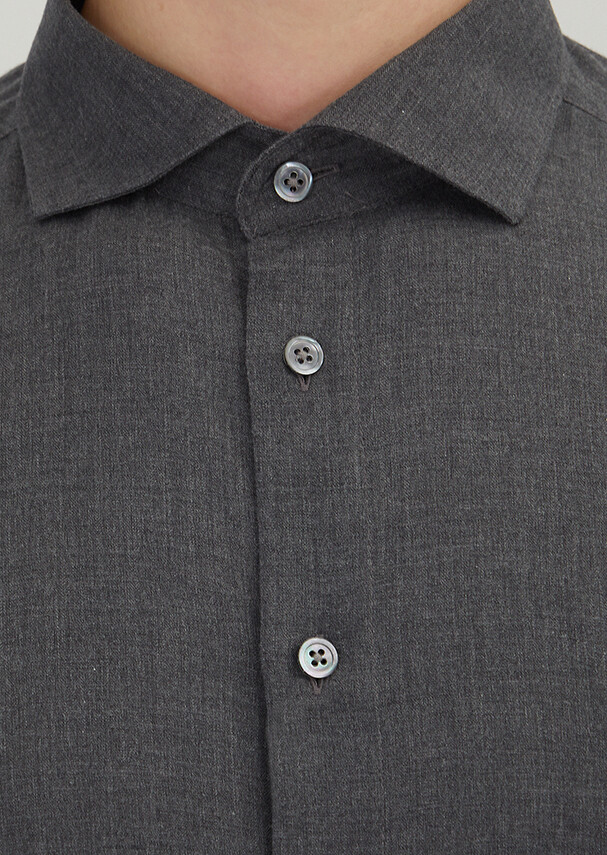 Hard Coal Plain Casual Fit Long Weaving Casual 100% Cotton Shirt - 4