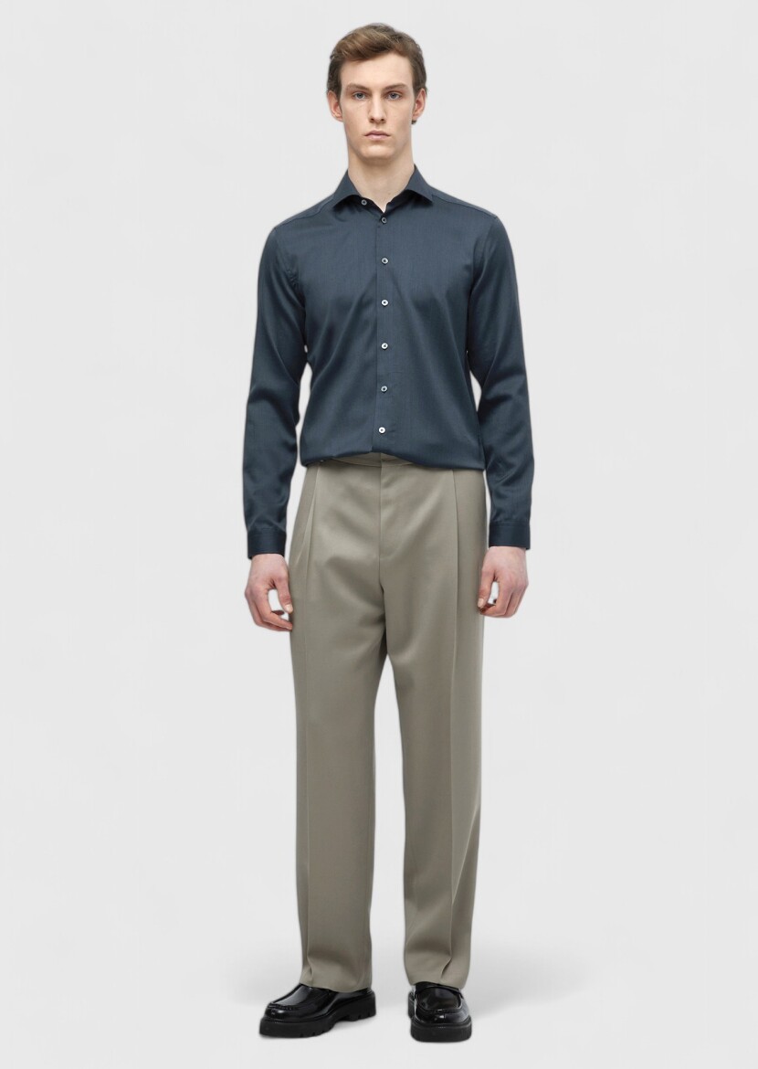 Hard Coal Plain Casual Fit Weaving Casual Silk Blended Shirt - RAMSEY