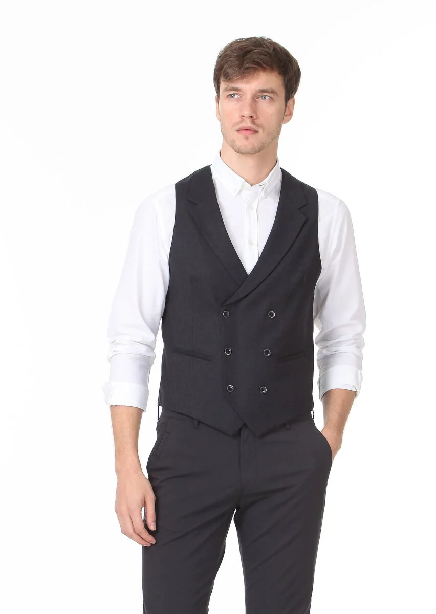Hard Coal Plain Casual Waistcoat - 3