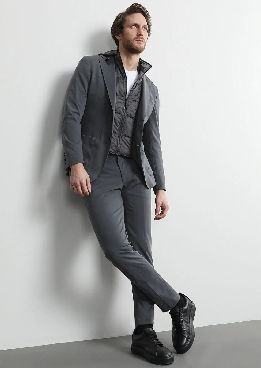 Hard Coal Plain Comfort Fit Suit - 1