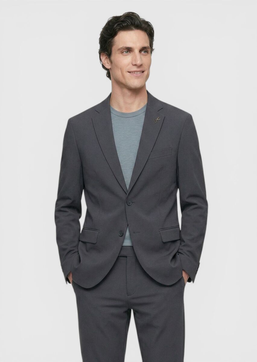 Hard Coal Plain Comfort Fit Suit - 1