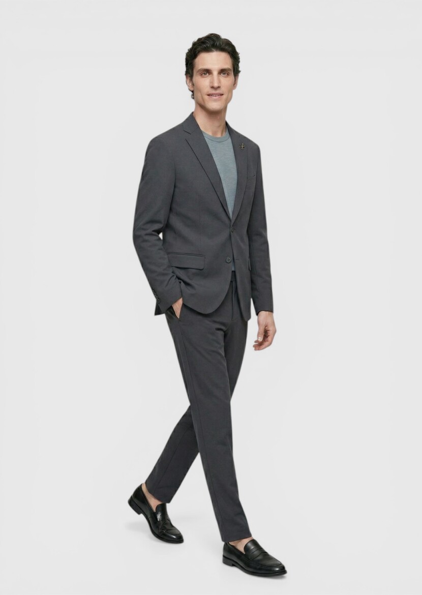 Hard Coal Plain Comfort Fit Suit - 3