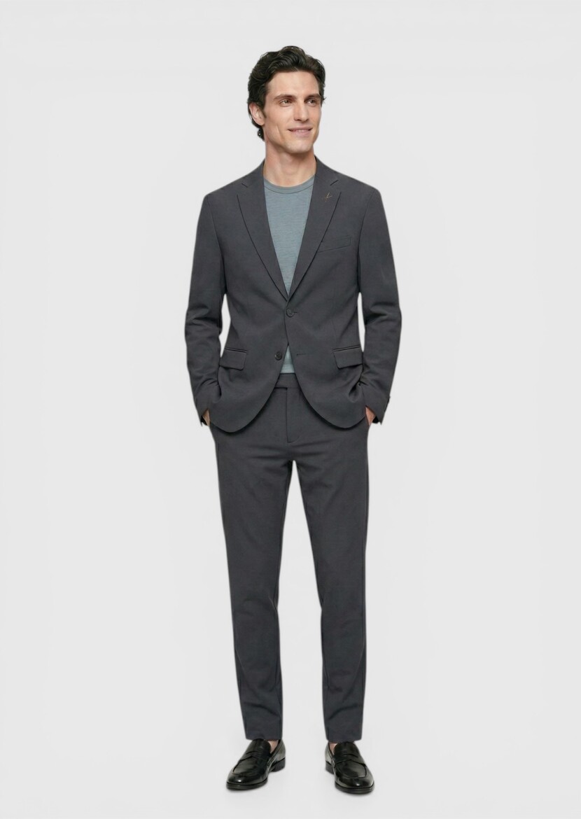 Hard Coal Plain Comfort Fit Suit - 4