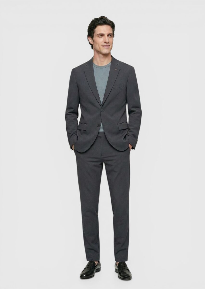 Hard Coal Plain Comfort Fit Suit - 4