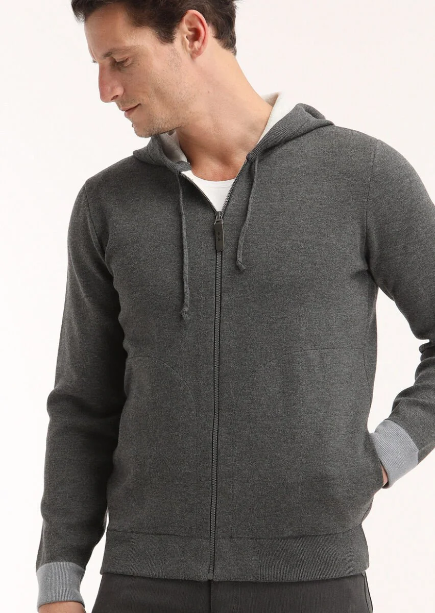 Hard Coal Plain Knitting Cardigan - 3