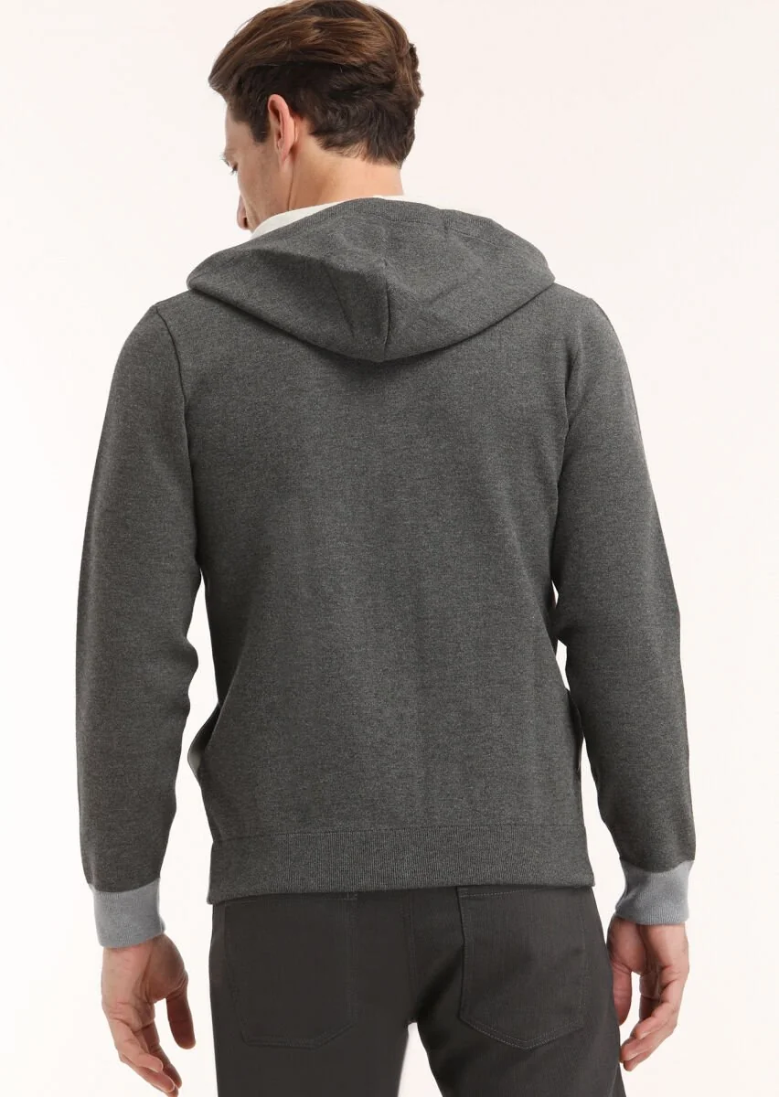 Hard Coal Plain Knitting Cardigan - 4