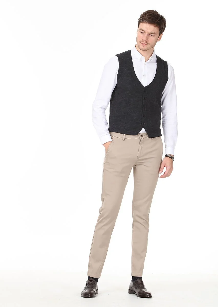 Hard Coal Plain Knitting Knit Vest - 3