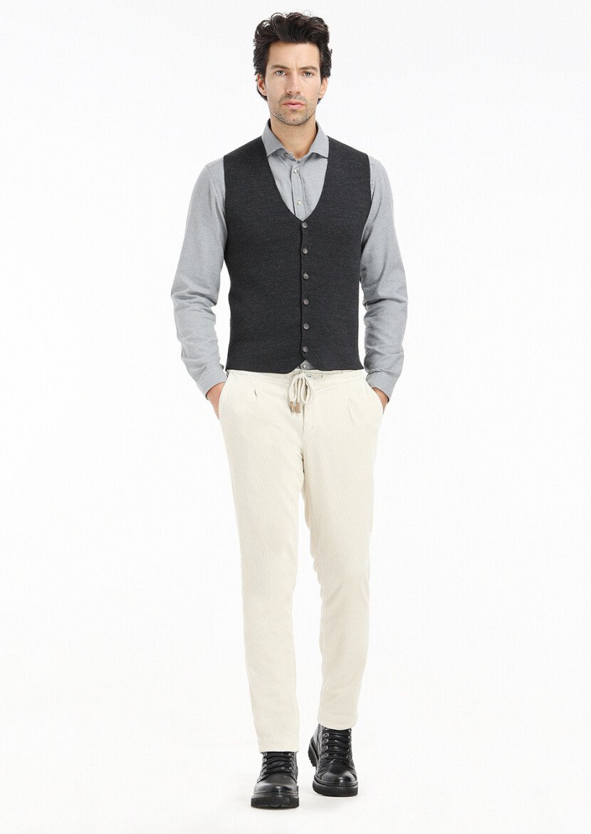 Hard Coal Plain Knitting Knit Vest 