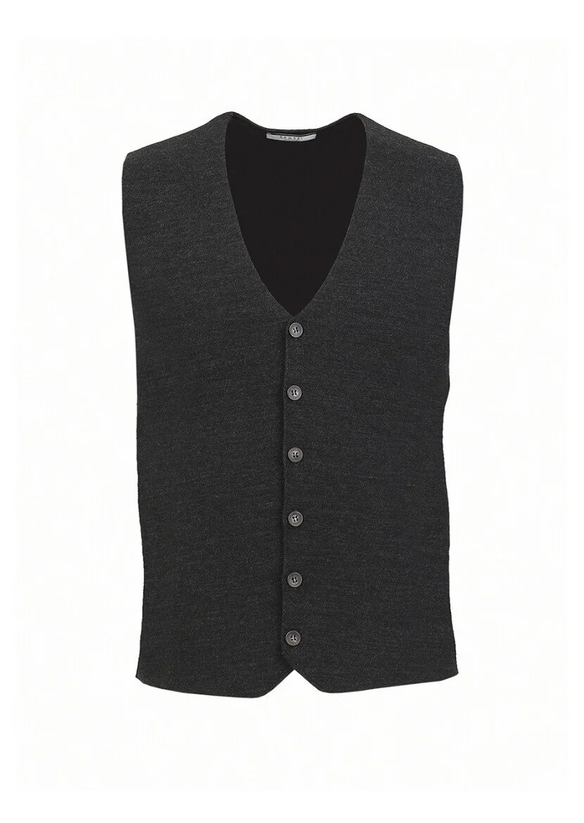 Hard Coal Plain Knitting Knit Vest - 6
