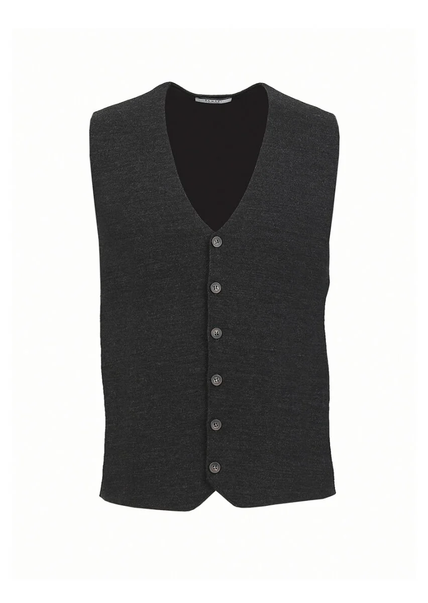Hard Coal Plain Knitting Knit Vest - 6