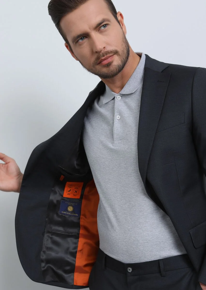 Hard Coal Plain Modern Fit 100% Wool Suit - 4