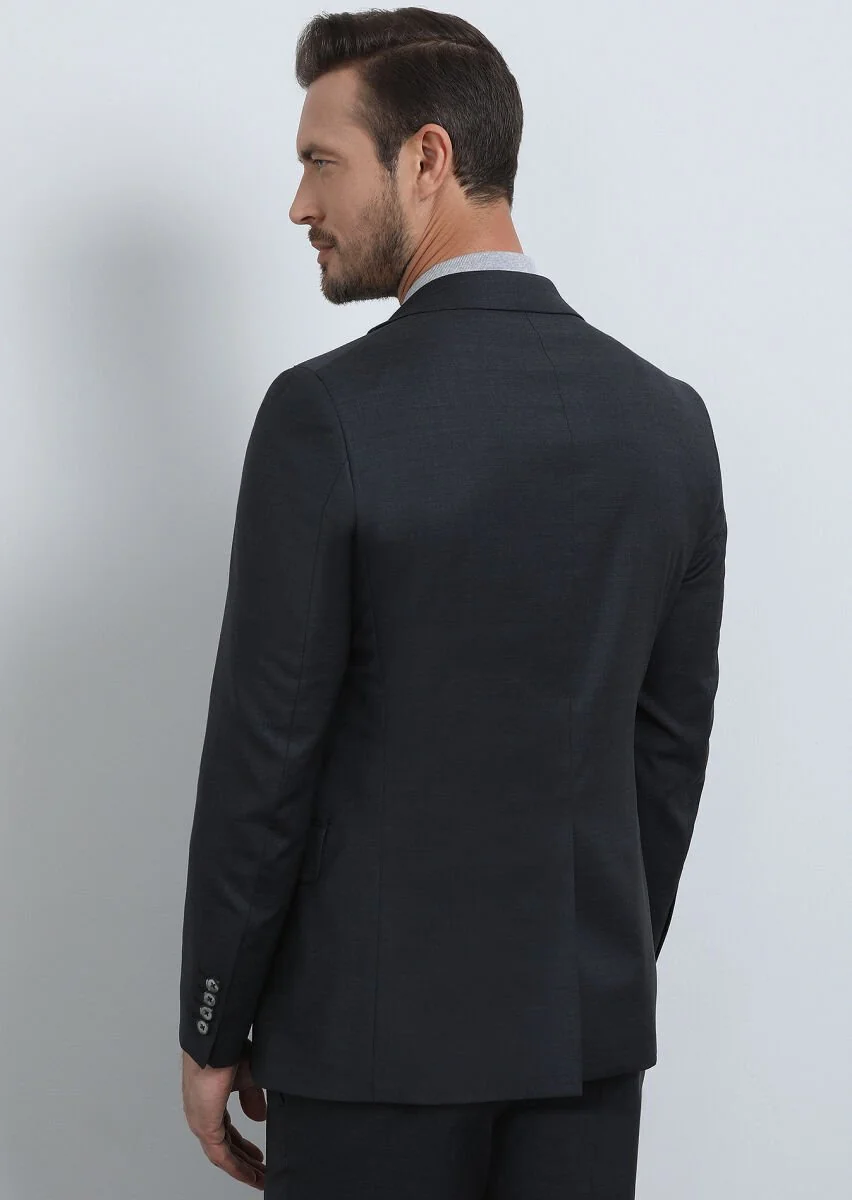 Hard Coal Plain Modern Fit 100% Wool Suit - 5