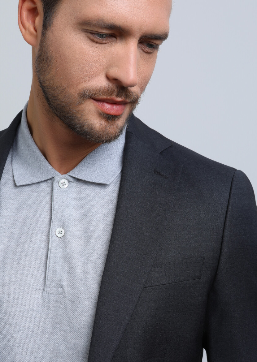 Hard Coal Plain Modern Fit 100% Wool Suit - 2