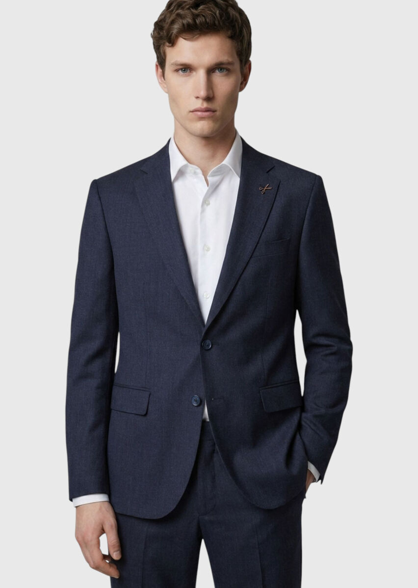 Hard Coal Plain Modern Fit 100% Wool Suit - 2