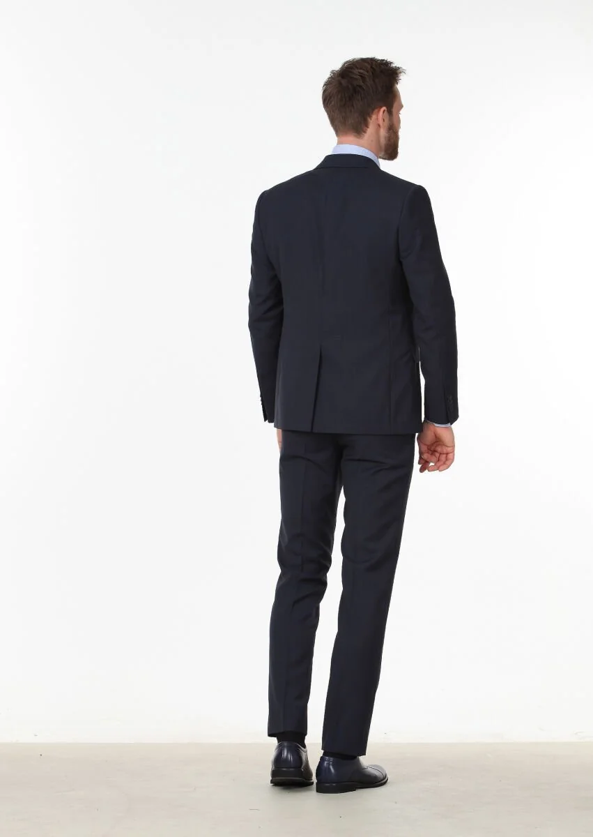 Hard Coal Plain Modern Fit Wool Blended Suit - 4