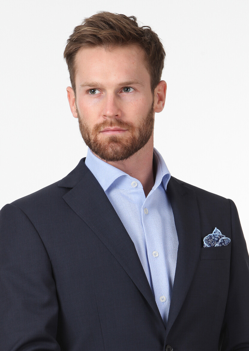 Hard Coal Plain Modern Fit Wool Blended Suit - 3