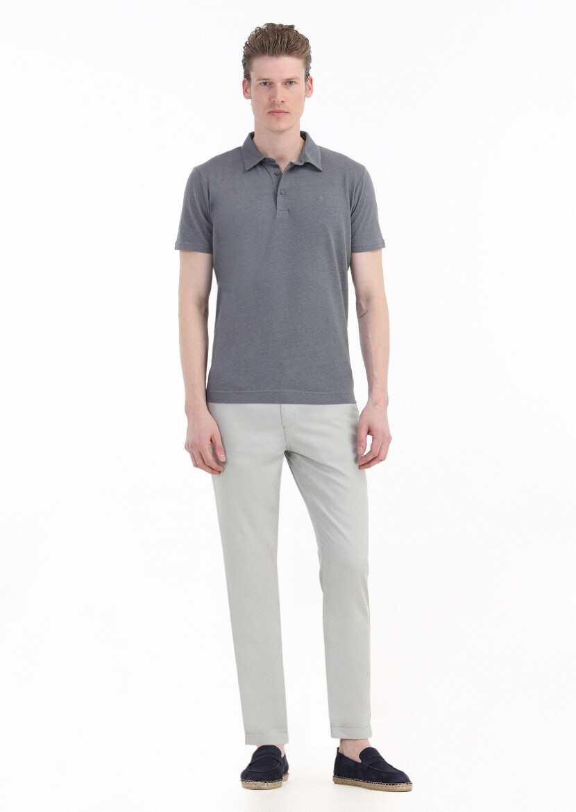 Hard Coal Plain Polo Neck Cotton Blended T-Shirt 