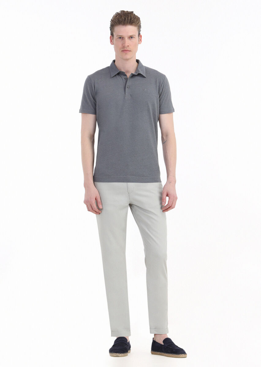 Hard Coal Plain Polo Neck Cotton Blended T-Shirt - 2