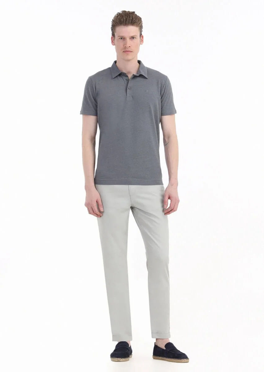 Hard Coal Plain Polo Neck Cotton Blended T-Shirt - 3