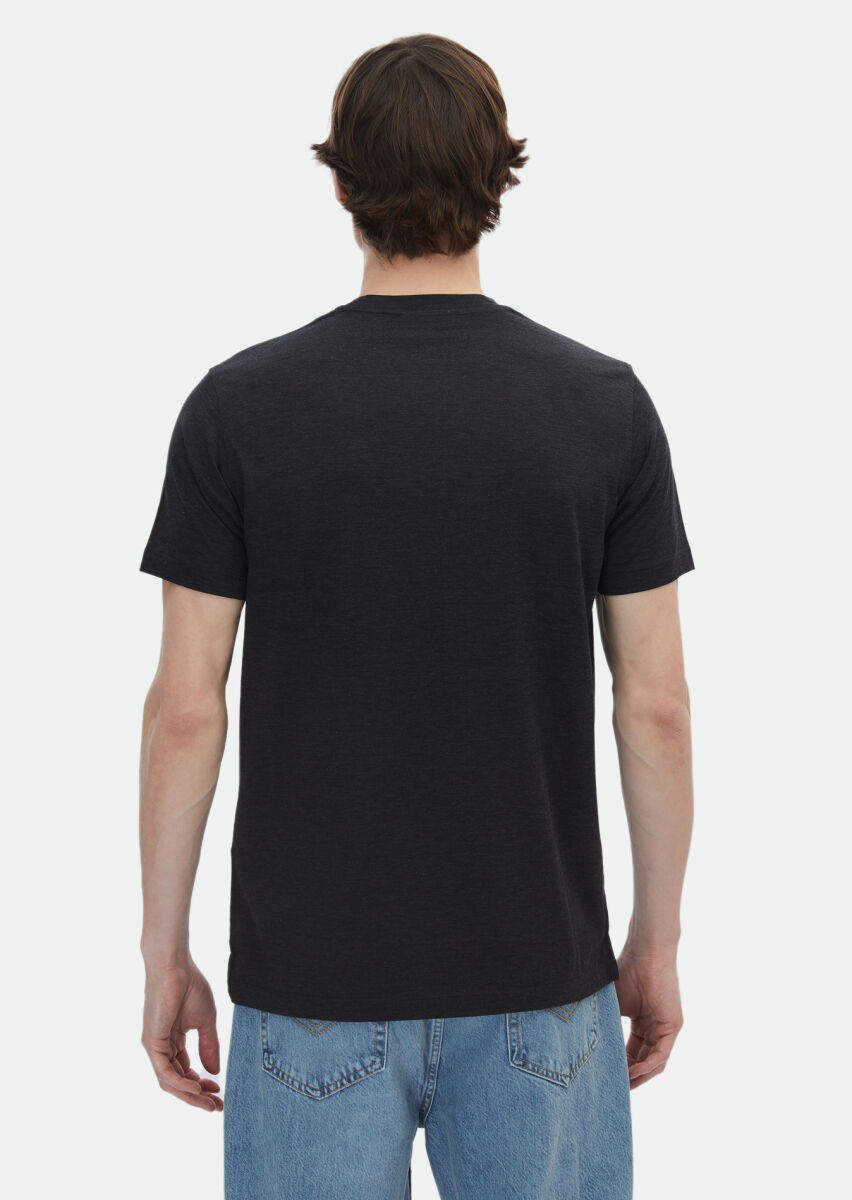 Hard Coal Plain Polo Neck Silk Blended T-Shirt - 6
