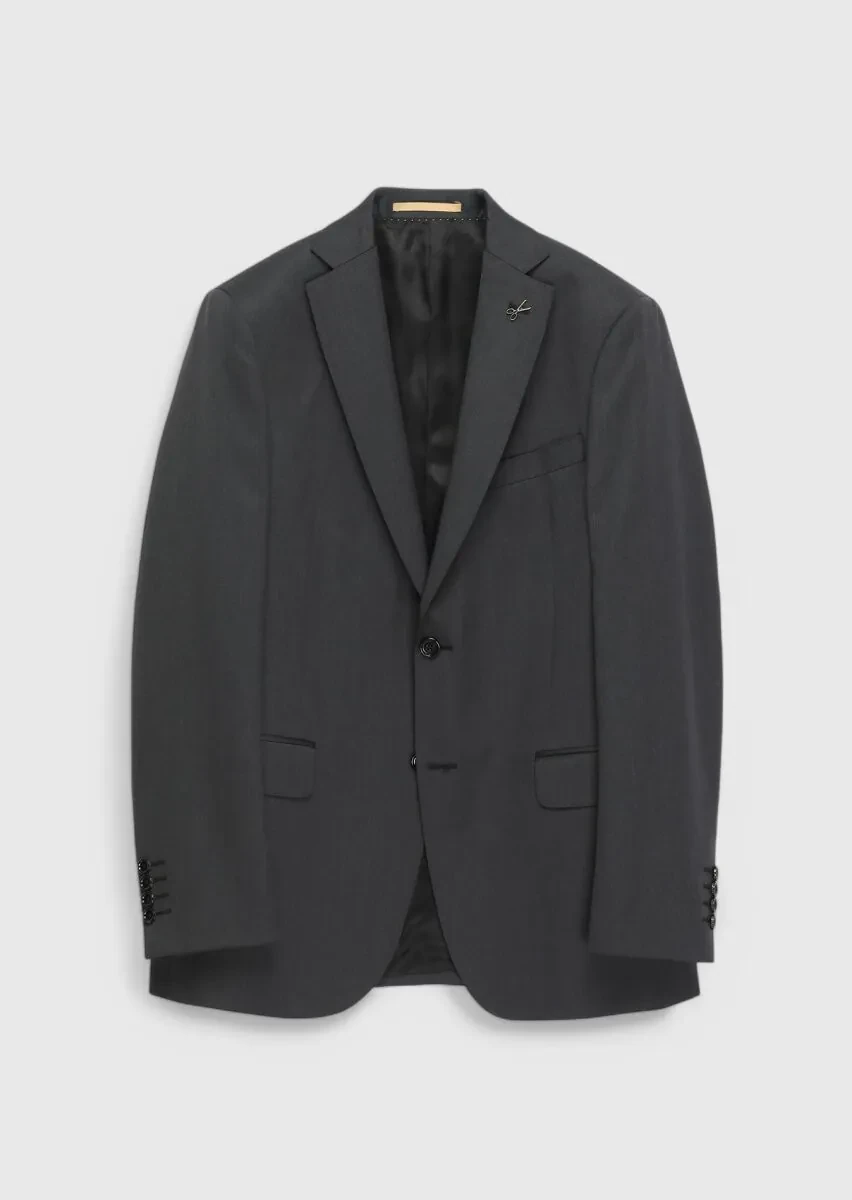 Hard Coal Plain Regular Fit 100% Wool Suit - 1