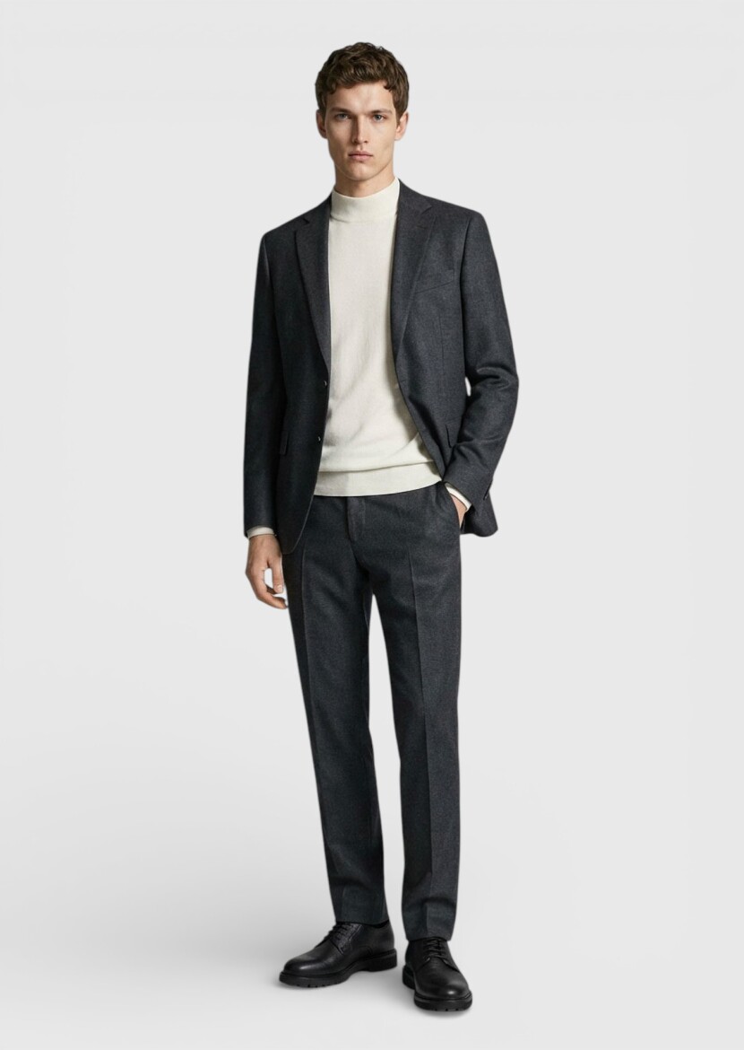 Hard Coal Plain Regular Fit 100% Wool Suit - 1