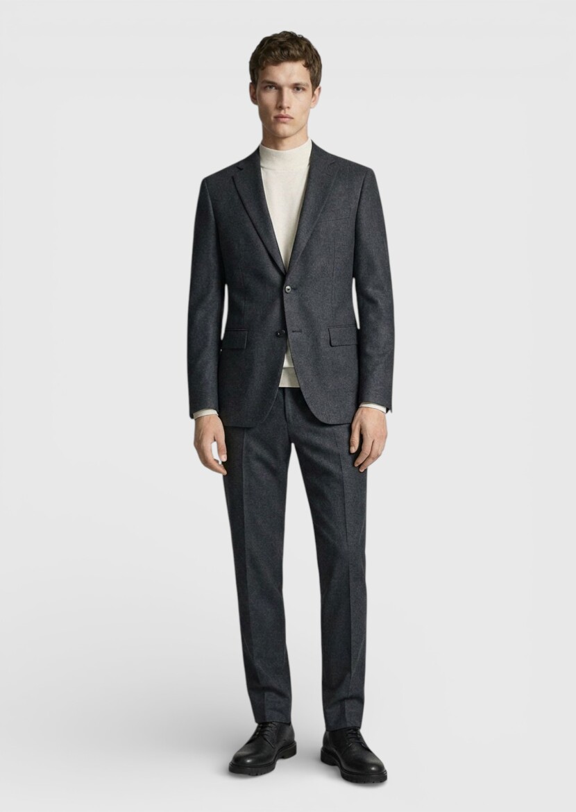 Hard Coal Plain Regular Fit 100% Wool Suit 