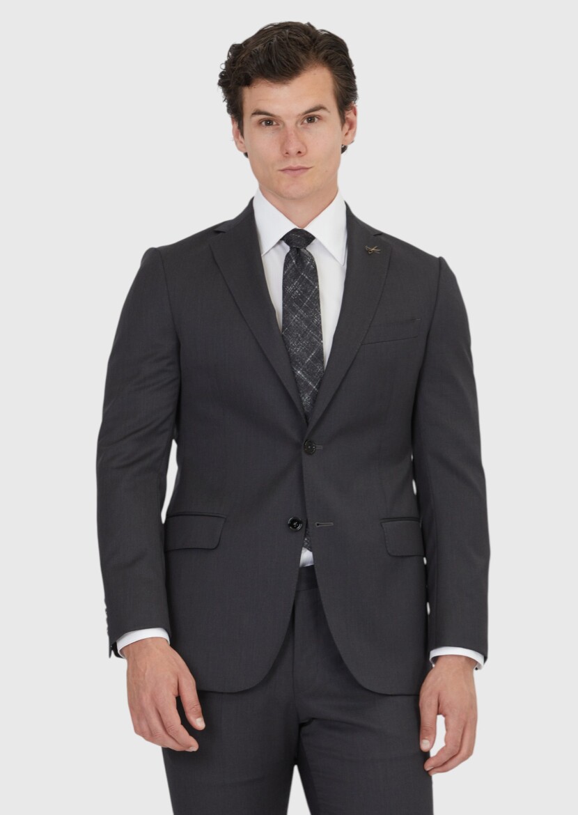 Hard Coal Plain Regular Fit 100% Wool Suit - 1