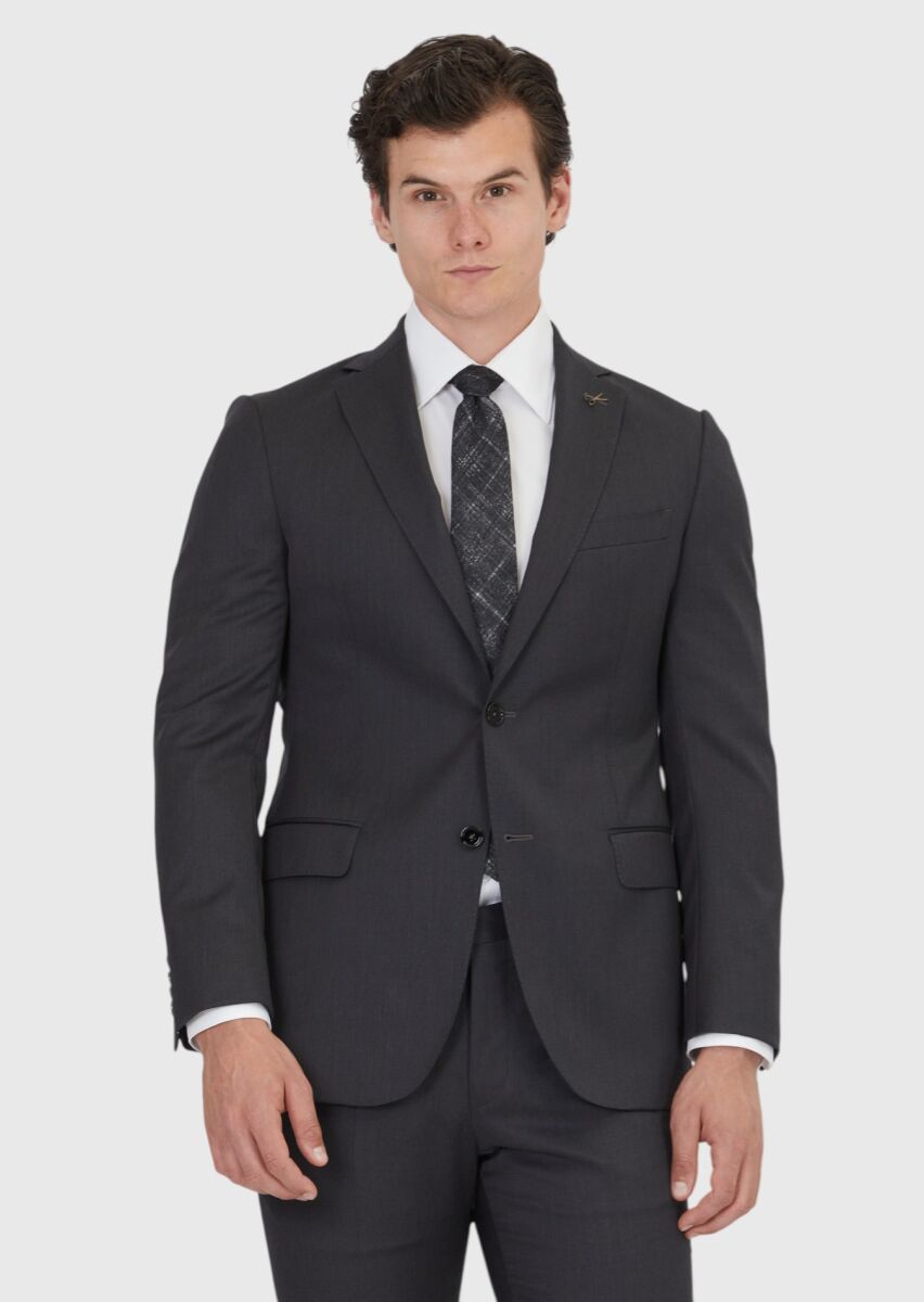 Hard Coal Plain Regular Fit 100% Wool Suit - 1