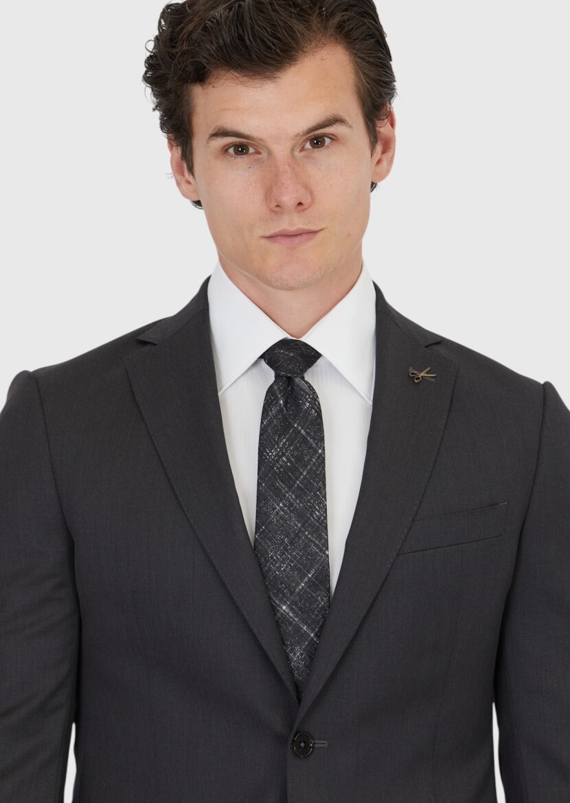 Hard Coal Plain Regular Fit 100% Wool Suit - 3