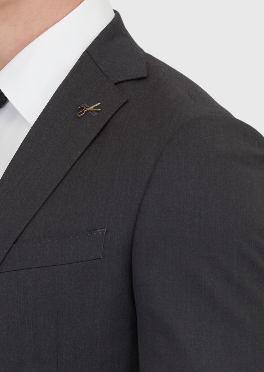 Hard Coal Plain Regular Fit 100% Wool Suit - 4